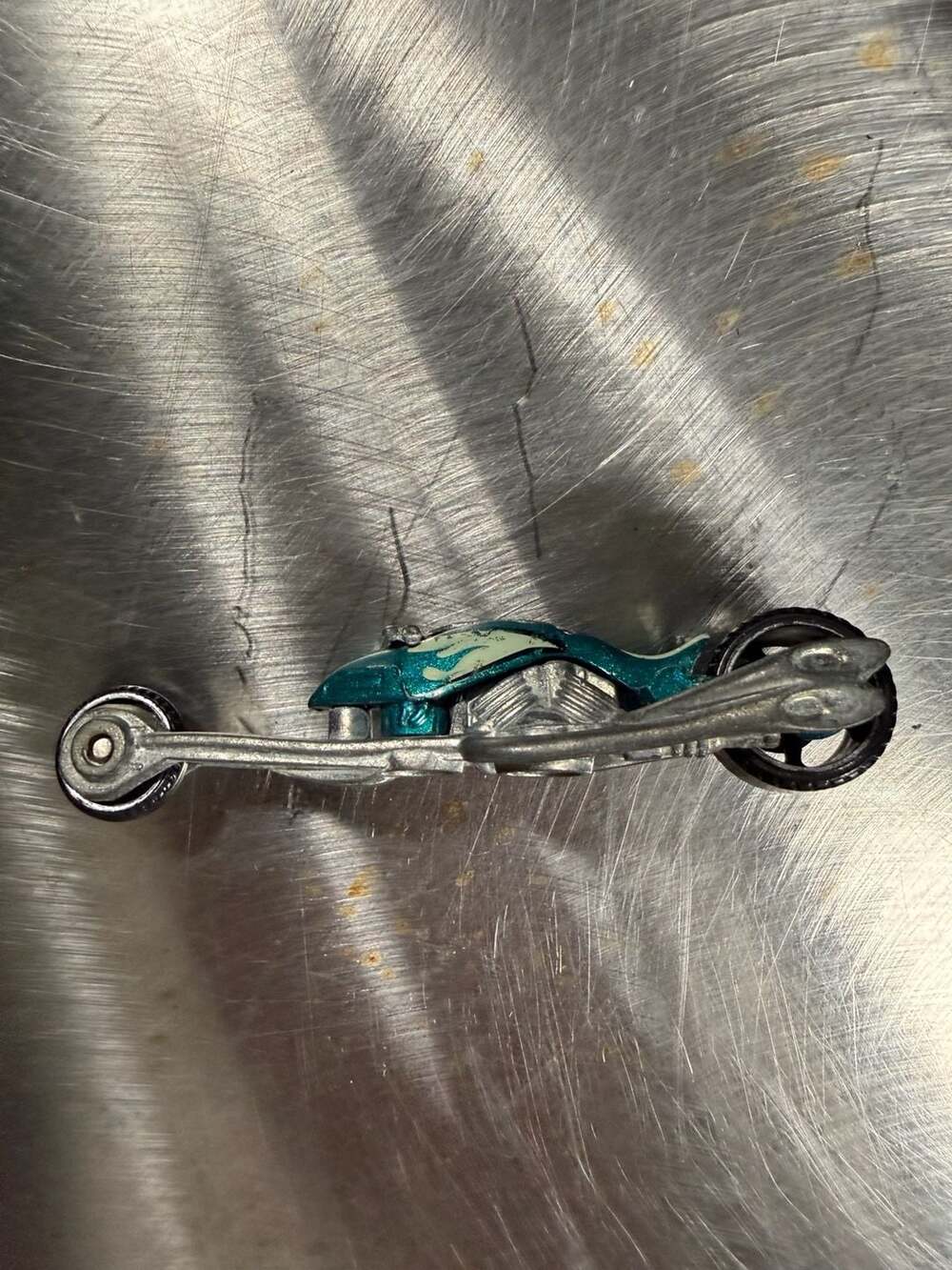 Hot Wheels Blast Lane Motorcycle Teal with White Flames